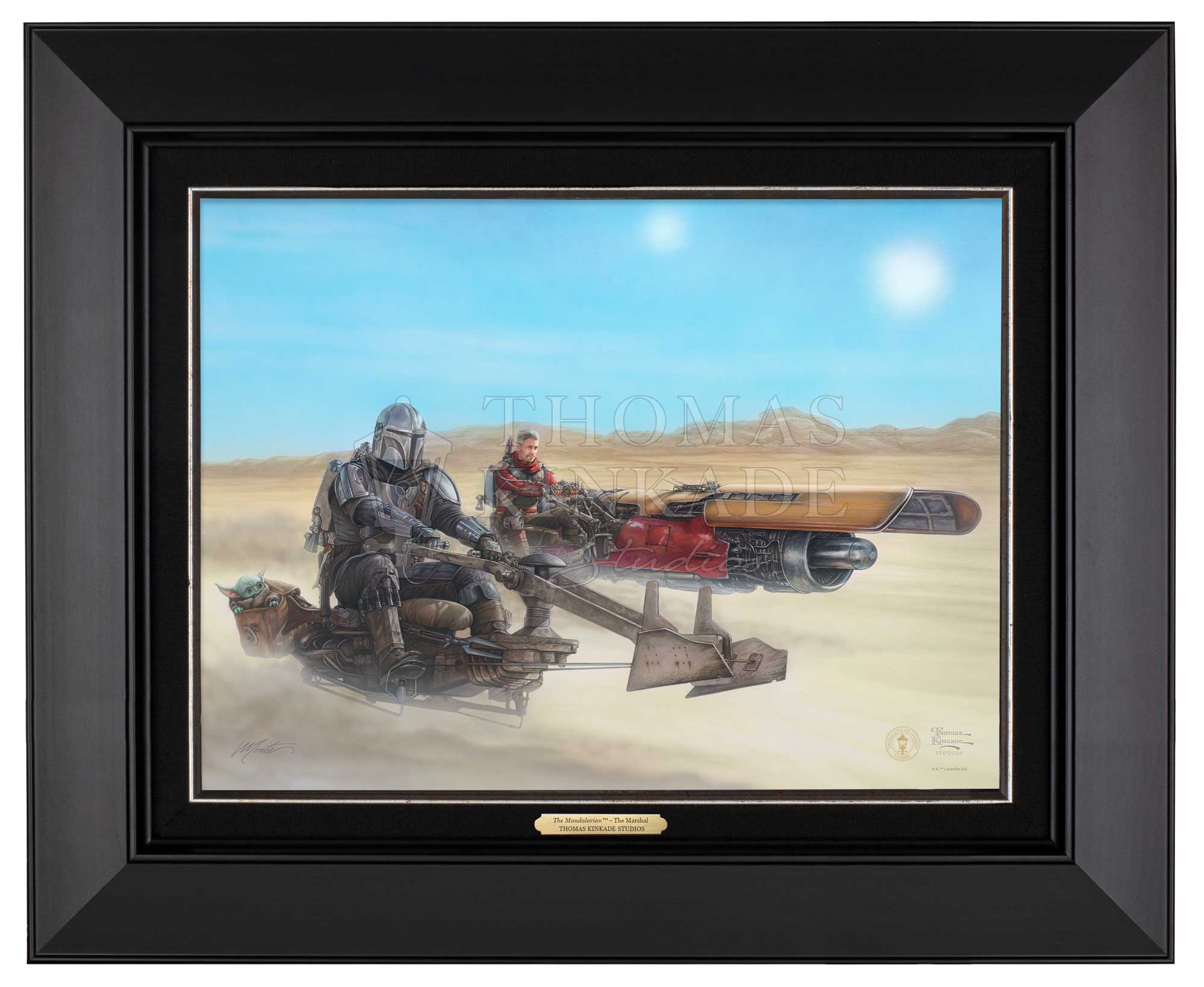 Mando’s rides on a Outer Rim speeder bike and the Marshal on a modified Podracer. as they travel to the Krayt Dragon’s Lair,  Black Frame