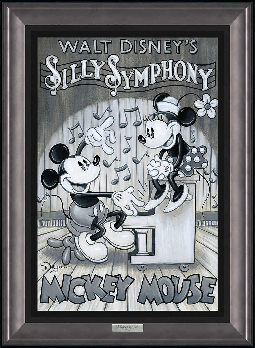 Mickey plays the tune of &quot;Silly Symphony&quot; as Daisy sits on top of the piano and cheers him on.