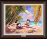 Mickey and Minnie are spending a breezy afternoon at the beach.