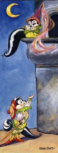 Pepe Le Pew romances Juliet (Kitty) under the moonlit
