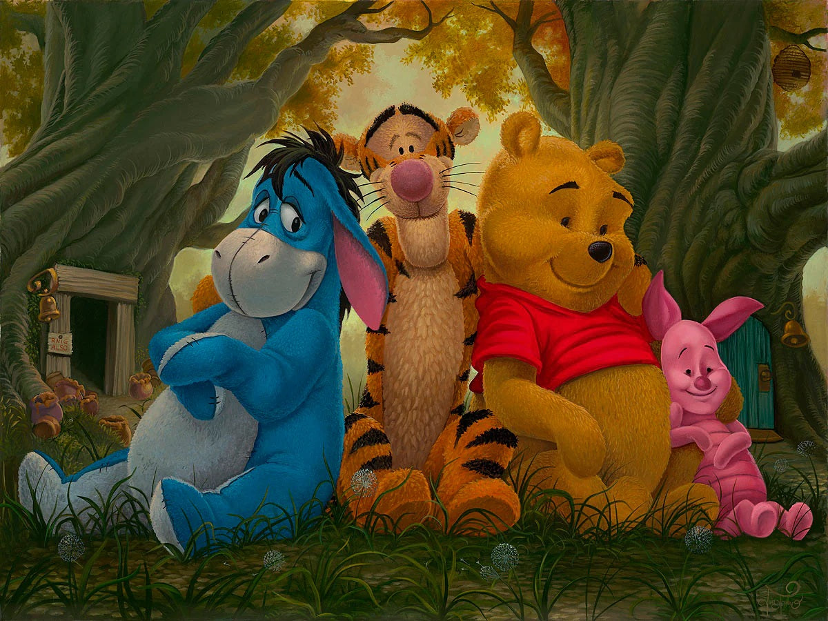 Winnie the Pooh hanging out with his pals - Flat