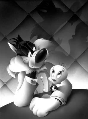 The Portrait Series illuminates Tweety and Sylvester in dramatic and stylized poses which darkens back to the 30s and 40s 