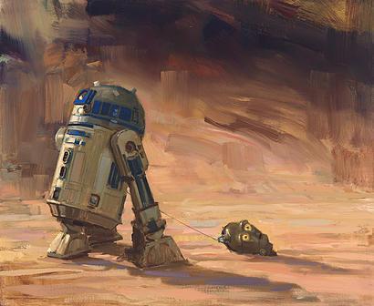 R2-D2 is dragging C3PO head