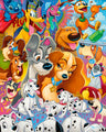 So Many Disney Dogs by Tim Rogerson  An art collage featuring Disney's 4-legged friends pays tribute to all the movie film characters.
