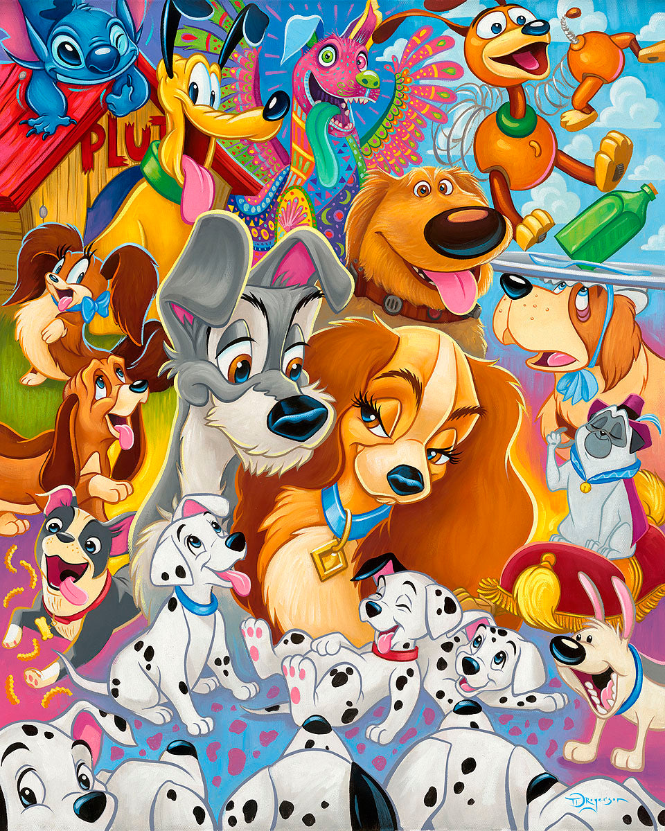 So Many Disney Dogs by Tim Rogerson  An art collage featuring Disney&