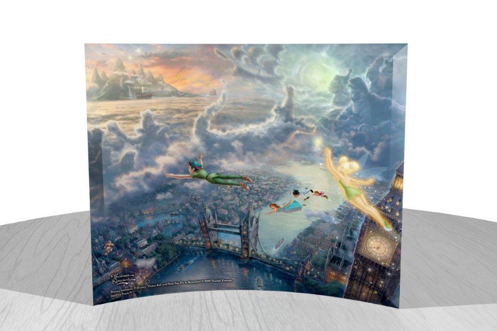 Tinker Bell and Peter Pan Fly to Neverland curved glass print 