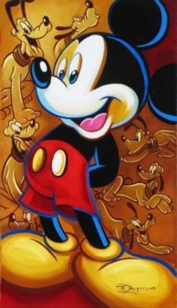 Mickey's happy pose, with Pluto's images all over the background.