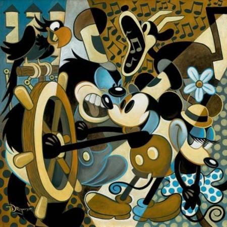old-timers back at the wheel with steamboat Mickey, Minnie, Peg-Leg Pete
