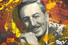 Walt Disney by Arcy  A sepia-tone portrait of Walt Disney, with a colorful backdrop. 