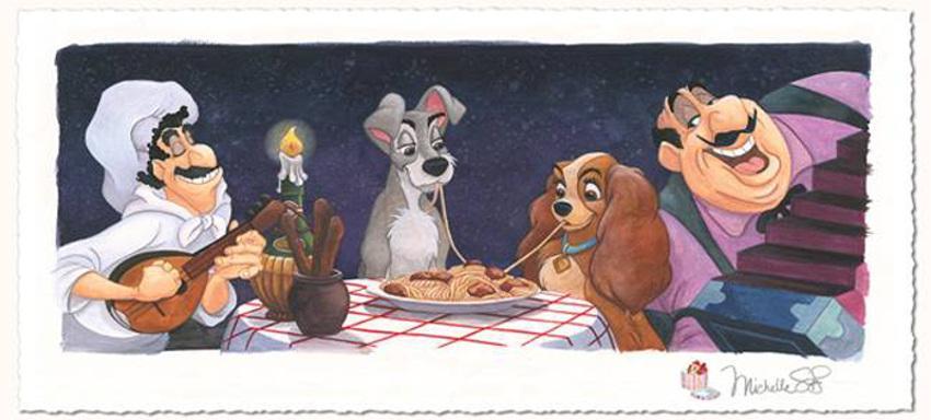 A perfect Italian style romantic dinner for Lady and the Tramp, with a musical serenade provided by Tony and his chef.