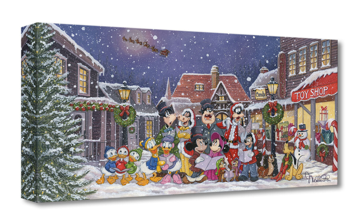 Gallery Wrap - Mickey and his friends gather around the village center to sing Christmas carols.