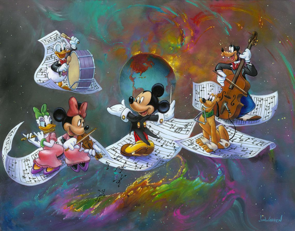 A Universe of Music by Jim Warren.  Maestro Mickey leads the Gang of Five through a colorful universe of music.