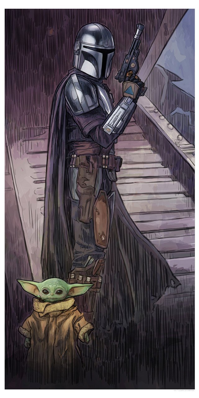 Mando and the Child Artwork inspired by Star Wars: The Mandalorian