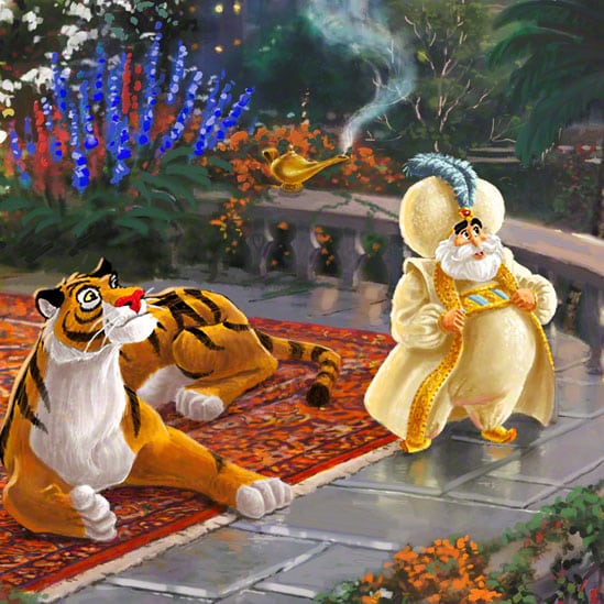 The Sultan and of Agrabah (her father) and her overprotective pet tiger Rajah watch - closeup.