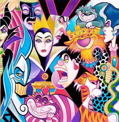 All Their Wicked Ways by Tim Rogerson features Disney beloved villains, featuring Maleficent, Cruella de Ville, Red Queen, Evil Queen- Closeup