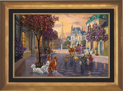 In a Paris neighborhood romance sparks. The older man on the left is Georges, Thomas O’Malley, Duchess and Marie are enjoy an afternoon together - Aurora Gold Frame