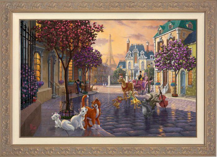 In a Paris neighborhood romance sparks. The older man on the left is Georges, Thomas O’Malley, Duchess and Marie are enjoy an afternoon together- Carrisa Frame
