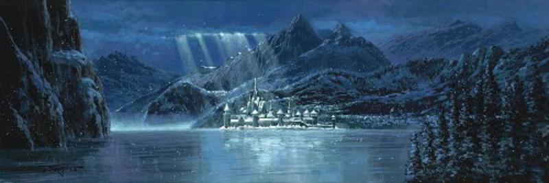 Frozen - A night view of Arendelle from a distance, 