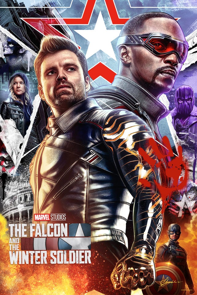 The Falcon and The Winter Soldier inspired artwork featuring Sam Wilson and Bucky Barnes.
