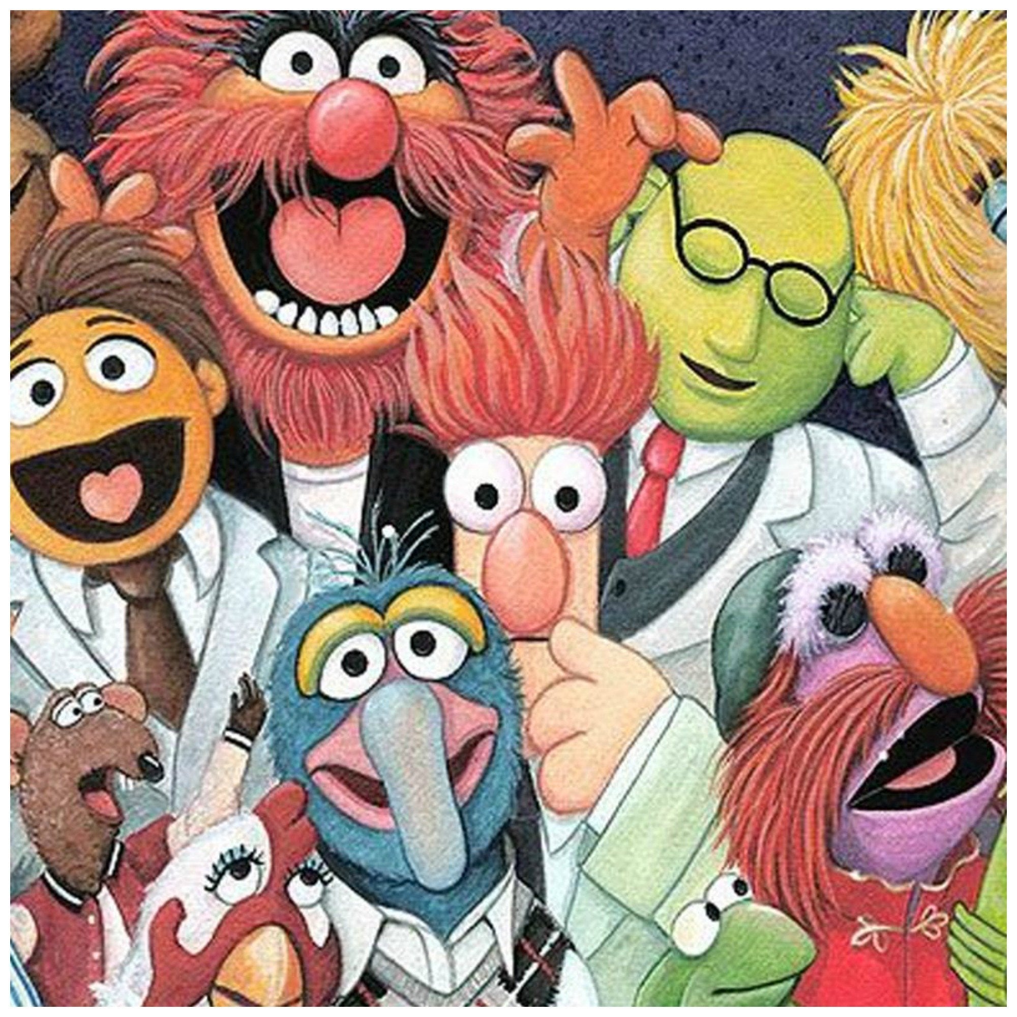Back Stage at the Show  by Michelle St. Laurent.  All the muppet character actors line up before the show - closeup