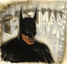 A portait of the Dark Knight watching ever carefully with Gotham City as the backdrop.
