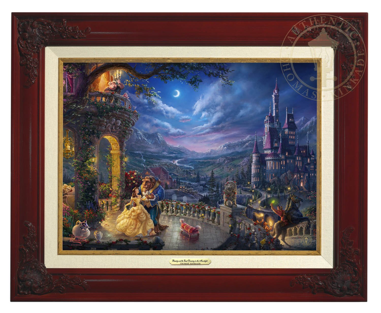 Belle and the Beast celebrate their love under the dreamy moonlit sky, with all their friend enjoying the moments - Brandy Frame.