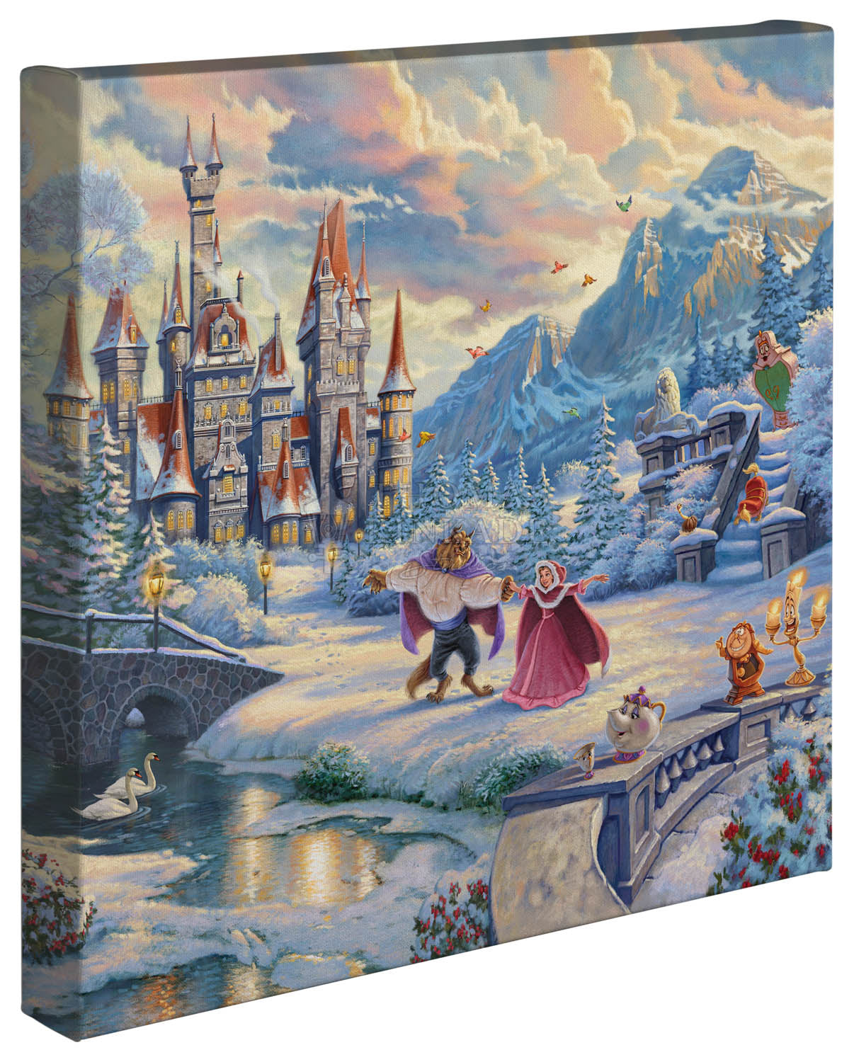  Beauty and the Beast Winter Enchantment – 14″ x 14″ Gallery Wrapped Canvas