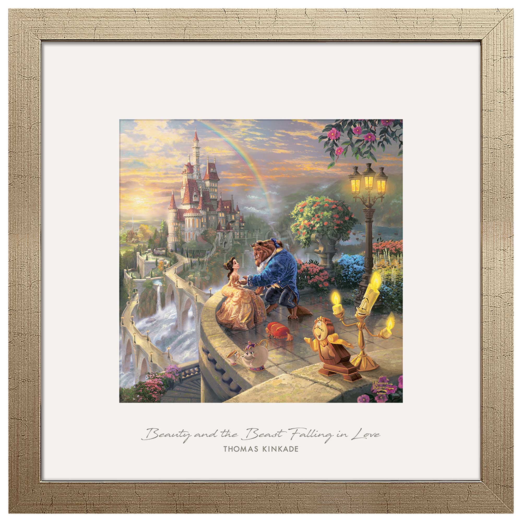 Beauty and the Beast Belle and Beast Dancing Art Framed Textured Picture  Print