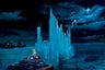 Blue Fairy is watching over for Pinocchio, Jiminy Cricket and Figaro as they sit by the Blue Castle's  water edge, unaware the Monstro the killer whale is lurking about.