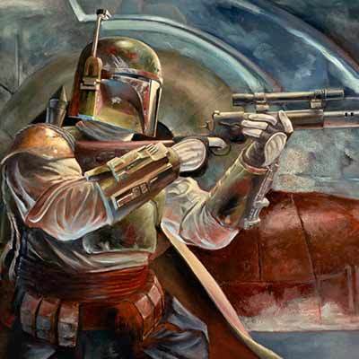 Boba Fett with Slave 1 - Closeup