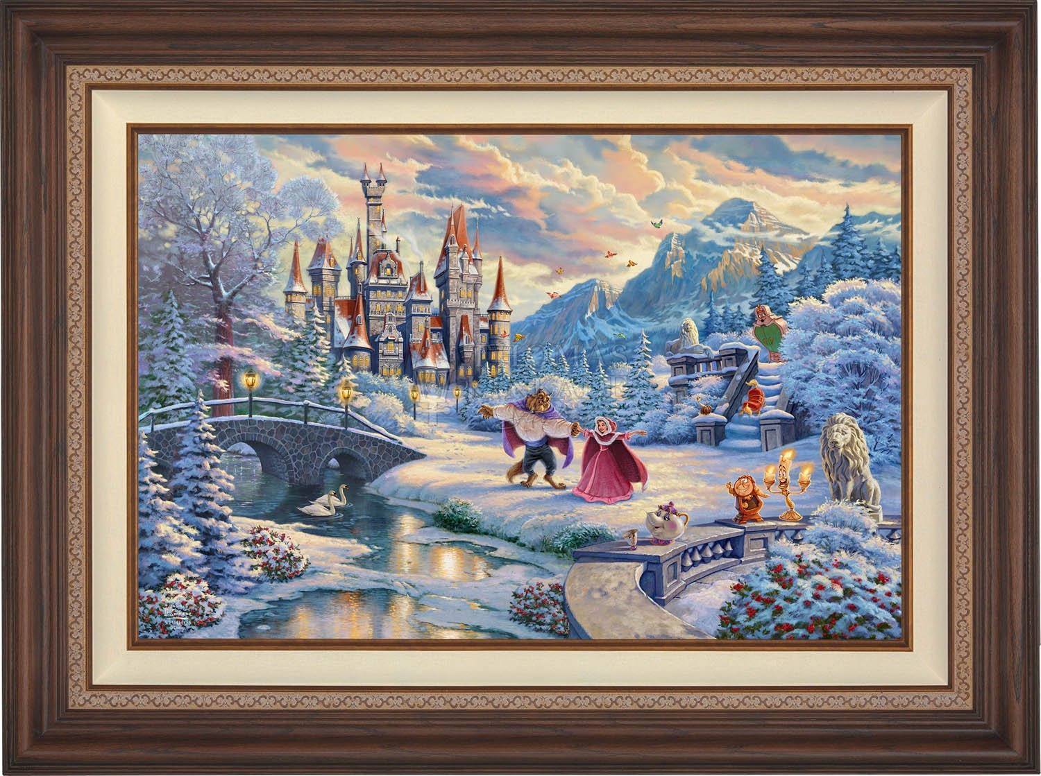  Beauty and the Beast's Winter Enchantment - Walnut Frame