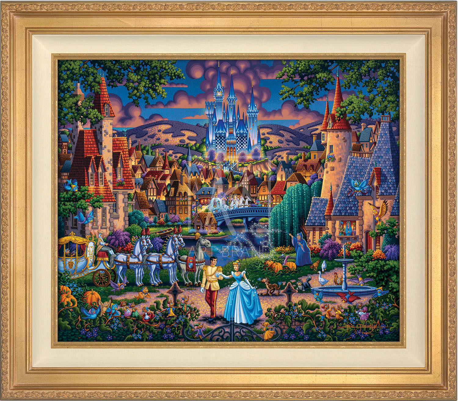 Cinderella's evening of celebration, surrounded by all the details of the story's fairy tale. Antique Gold Frame