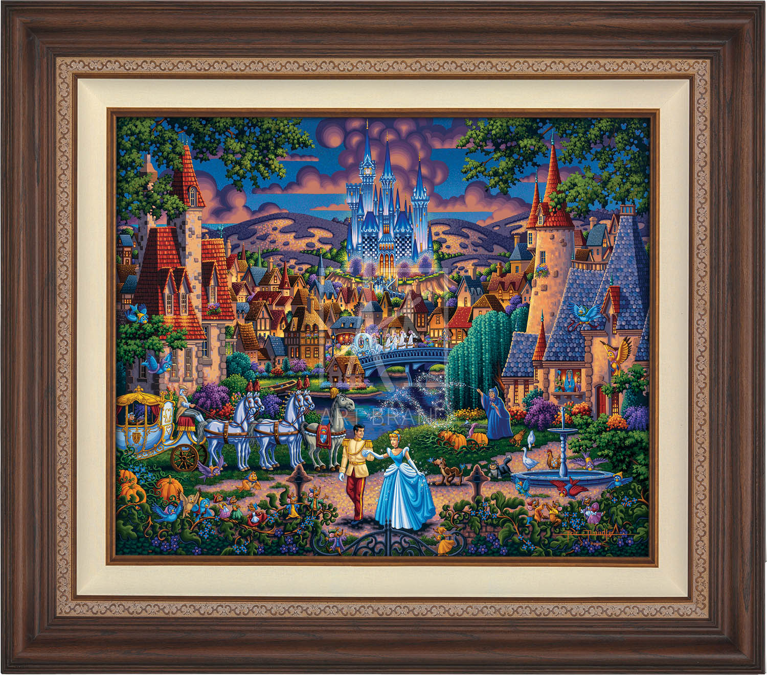 Cinderella's evening of celebration, surrounded by all the details of the story's fairy tale. Dark Walnut Frame