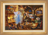 The Blue Fairy is poised to make this wish come true. Joy fills the workshop as Geppetto’s wish is granted.  The faces of Jiminy Cricket and Cleo as they watch the sweet interaction of Figaro meeting Pinocchio for the very first time. Antique Gold Frame