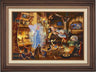 The Blue Fairy is poised to make this wish come true. Joy fills the workshop as Geppetto’s wish is granted.  The faces of Jiminy Cricket and Cleo as they watch the sweet interaction of Figaro meeting Pinocchio for the very first time. Dark Walnut Frame