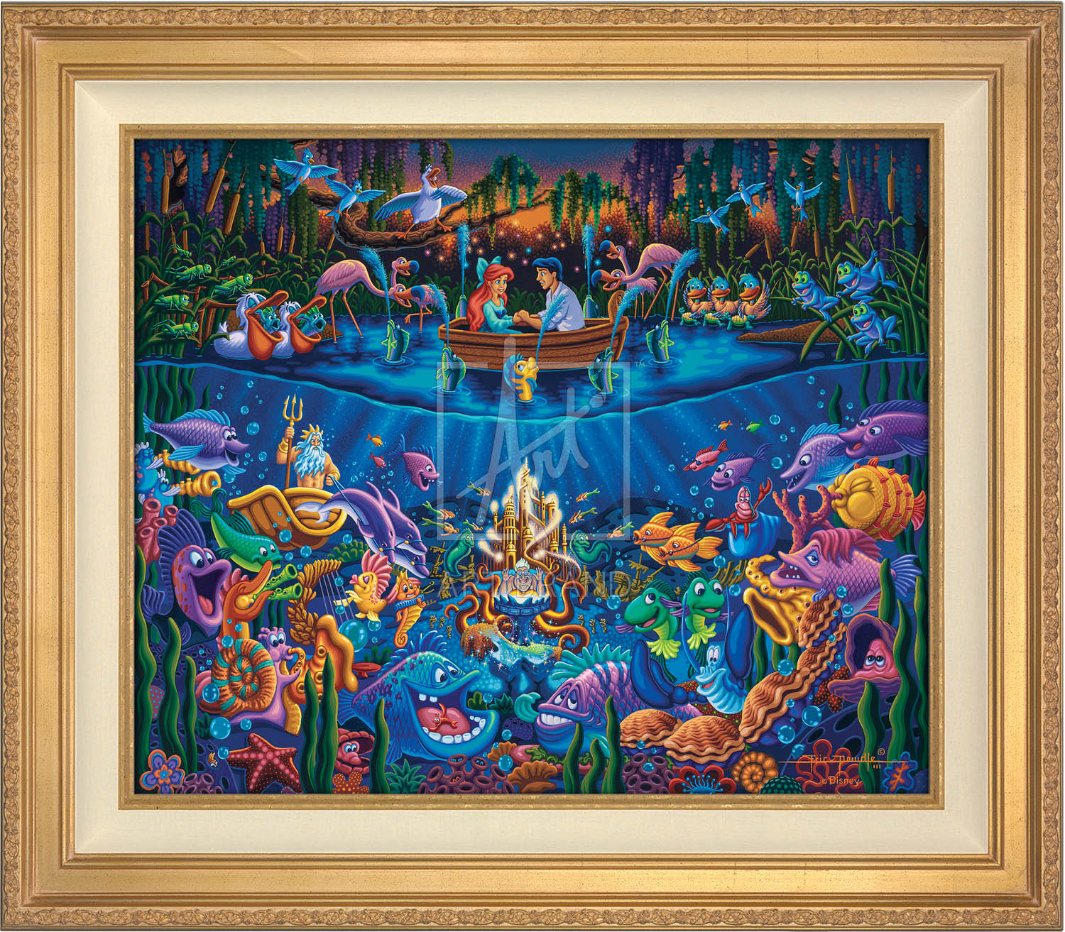 Ariel’s closest friend and confidante, Flounder, adds to the ambiance as he and six friends create a makeshift fountain around Eric’s boat - Antique Gold Frame.