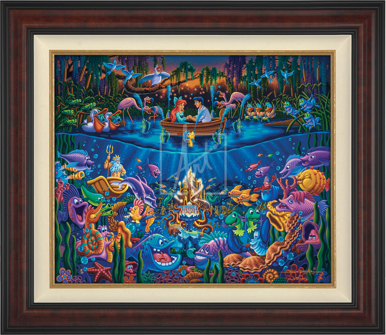 Ariel’s closest friend and confidante, Flounder, adds to the ambiance as he and six friends create a makeshift fountain around Eric’s boat - Burl Frame.
