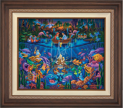 Ariel’s closest friend and confidante, Flounder, adds to the ambiance as he and six friends create a makeshift fountain around Eric’s boat - dark walnut Frame.