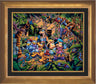 The lush jungle vegetation supports a variety of creatures great and small, including a chameleon, a variety of insects, a snake, birds, monkeys, and even a leopard and an elephant. Mickey and friends find themselves in the center of it all! - Aurora Gold frame