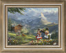 Mickey, Minnie, and Daisy dressed in the traditional Swiss attire, at a distance near the log cabin Donald, Daisy and Pluto have found a new friend. Brushed Gold Frame
