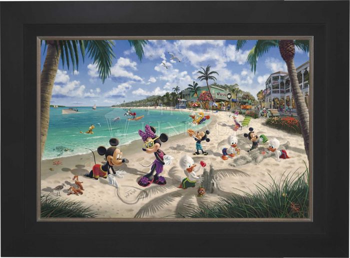 Print Canvas Disney Painting Mickey Minnie In Hawaii Home Wall Art