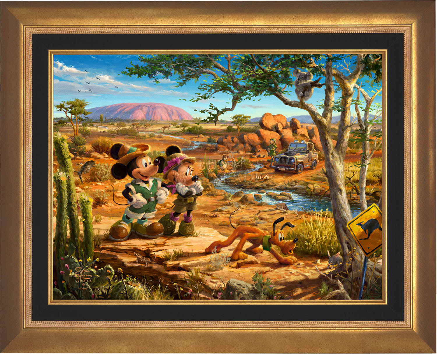 Mickey, Minnie, Pluto Donald, and Goofy explore the land down under - Australia. -Aurora Gold Frame
