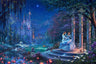 Cinderella dancing with the royal prince under the starlight by Thomas Kinkade Studios.  Cinderella's dreams have come true under the starlight Cinderella is in the arms of her prince.