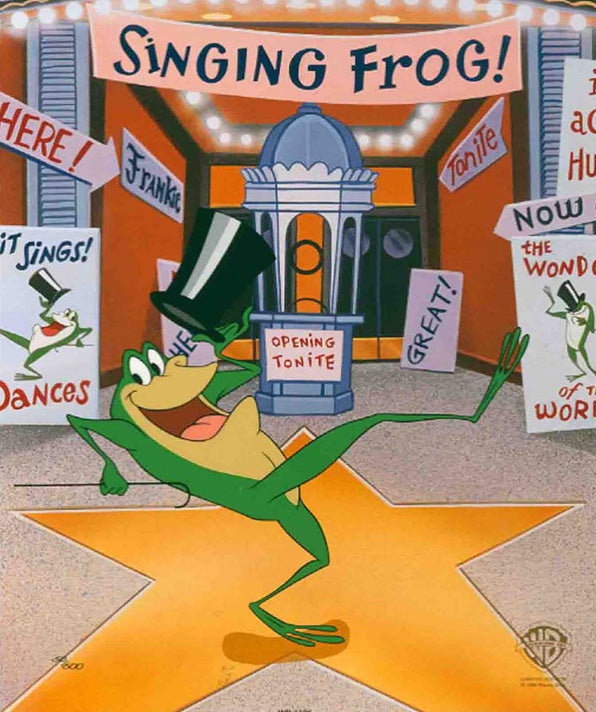 The Signing Frog - everyone’s favorite singing, dancing, smooth-skinned, web-footed, tailless leaping amphibian green frog. 