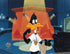 Daffy Duck preparing for the spotlights