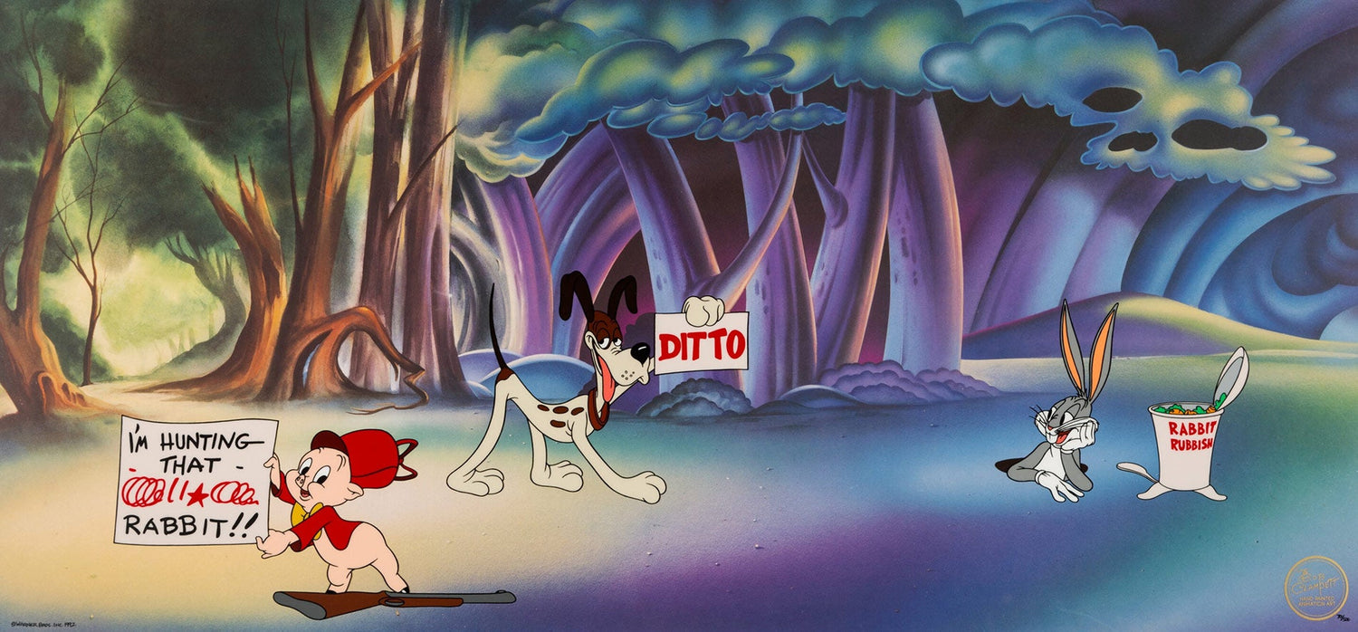 Bugs, Elmer, and his faithful hunting dog, dance about to The Blue Danube. 