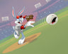 “Pachydermus Percussion Pitch” Bugs Bunny, dressed up as a pitcher, throwing a fastball so fast that the ball is crying. 