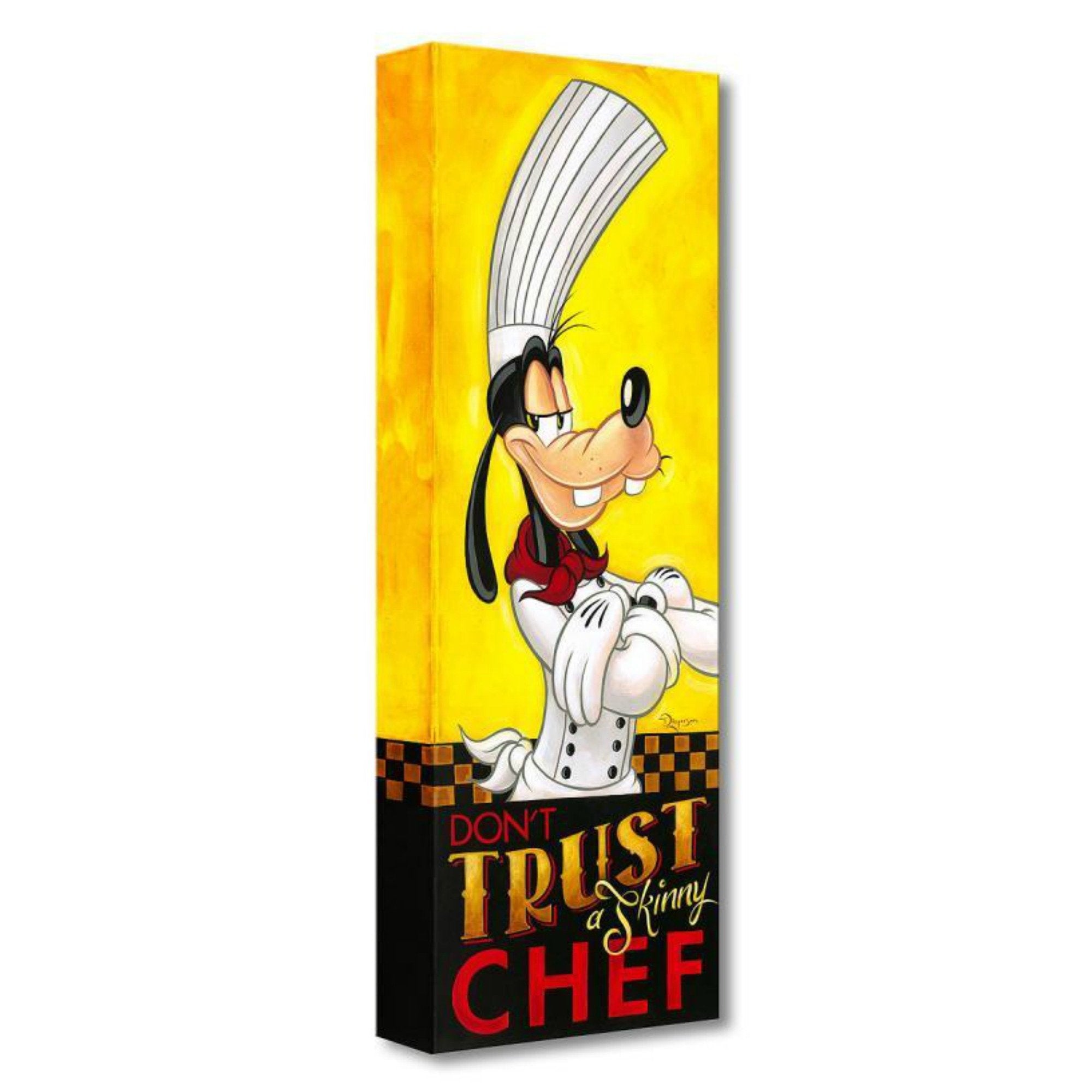 Don't Trust A Skinny Chef by Tim Rogerson  Chef Goofy smirky posing in a billboard  "TRUST A SKINNY CHEF."