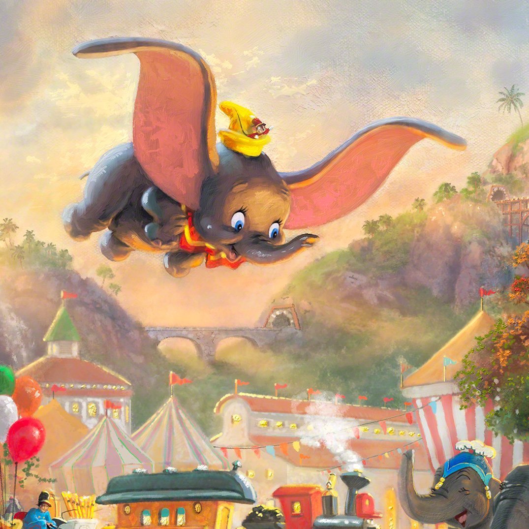 Timothy Q. Mouse, Dumbo’s best friend, joins Dumbo on his first flight without the aid of a “magic feather” - closeup