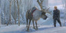 Ice harvester Kristoff and his reindeer Sven on the frozen tundra.
